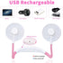 Hanging Neck Fan,Personal Wearable Neckband Sport Fan - 3 Speed 7 Color Light 2000mAh USB Rechargeable Battery, for Camping Traveling Office (Pink)