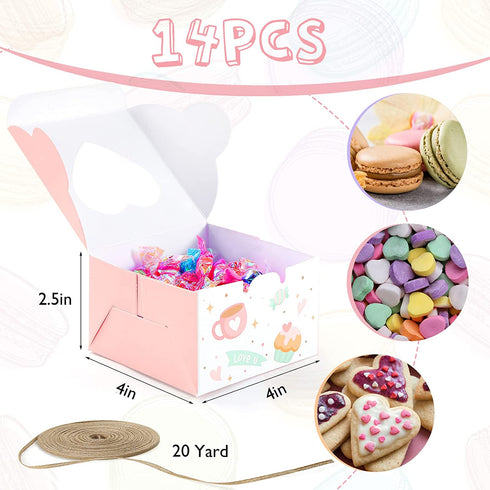 VGOODALL Valentines Day Bakery Boxes Cupcake Boxes Cookie Boxes with Heart Window for Holiday Pastries, Doughnut, Brownies, Truffles Gift Giving