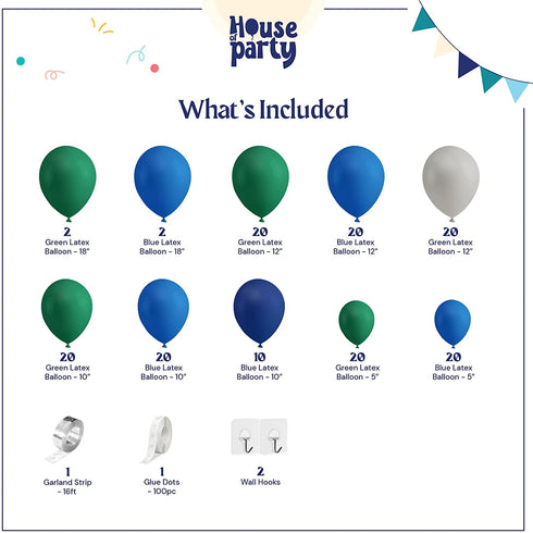Dinosaur Birthday Party Decorations - 158 Pcs Balloon Arch Kit Dark Green, Blue, Stone Midnight Dinosaur Balloon Garland Kit, Birthday Jungle Dino Balloons Safari Birthday Party Supplies