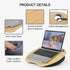 HUANUO Lap Desk - Fits up to 14 inch Slim Laptop, Laptop Stand with Pillow Cushion & Bamboo Grain Platform on Bed & Sofa, with Cable Hole & Anti-Slip Strip