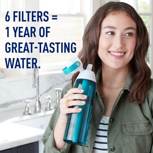 Brita Water Bottle Replacement Water Bottle Filters, Black, 6 Count