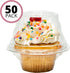 Sweet Aloha Individual Cupcake Container - Clear Plastic - Single Compartment Cupcake Carrier - Individual Cupcake Holder - Deep Dome - Stackable - BPA-Free - (Pack of 50)