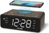 REACHER Alarm Clock Radio with Wireless Charging & USB Charger, Large LED Dimmable Display, 2 Wake Up Sounds, Adjustable Volume, FM Radio, Sleep Timer, Battery Backup for Bedroom, Office (Wood Grain)