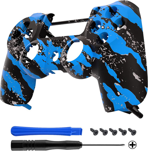 eXtremeRate Blue Coating Splash Patterned Custom Faceplate Cover, Replacement Front Housing Shell Case Compatible with ps4 Slim Pro Controller JDM-040/050/055 - Controller NOT Included
