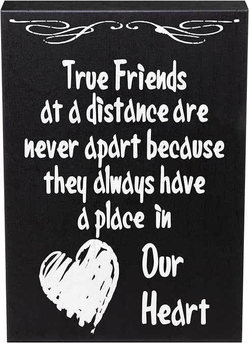 JennyGems True Friends At A Distance Are Never Apart Sign, Friend Gifts, Going Away Gifts For Friends, Long Distance Friendship Sign, 6x8 Inches Wood Wall Hanging, Friends Desk Plaque