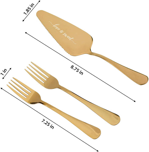 Lillian Rose Gold Wedding Cake Server Set, 7.25"