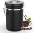 Miscedence Coffee canister for ground coffee with Date Tracker,One Way Co2 Valve #304 Stainless Steel Kitchen Food Airtight storage container for Coffee Beans or Grounds, Tea, Sugar (Black, 22 OZ)