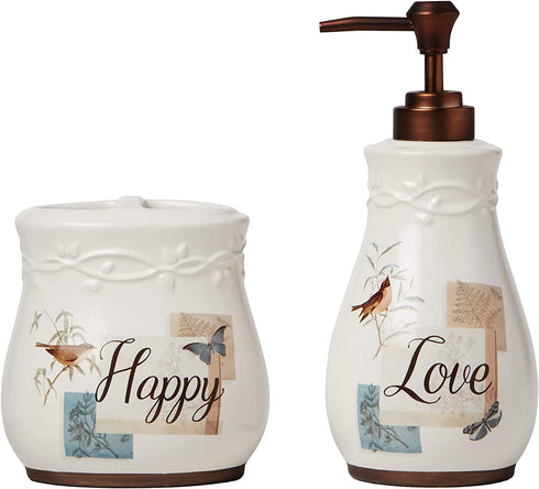 SKL Home New Hope Soap Dispenser, 7.11" x 3.15" x 3.15", Cream