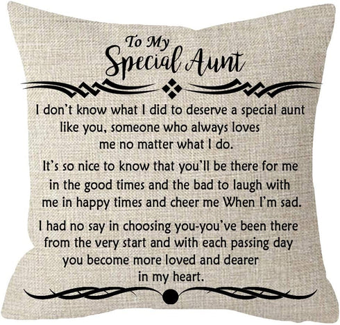 ITFRO Great Aunt Gift from Niece Nephew to My Special Aunt Body Cream Burlap Throw Pillow Case Cushion Cover Couch Sofa Decorative Square 18x18 inches