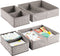 mDesign Soft Fabric Dresser Drawer and Closet Storage Organizer Set for Child/Kids Room, Nursery, Playroom, Bedroom - Rectangular Organizer Bins with Textured Print - Set of 4 - Linen/Tan