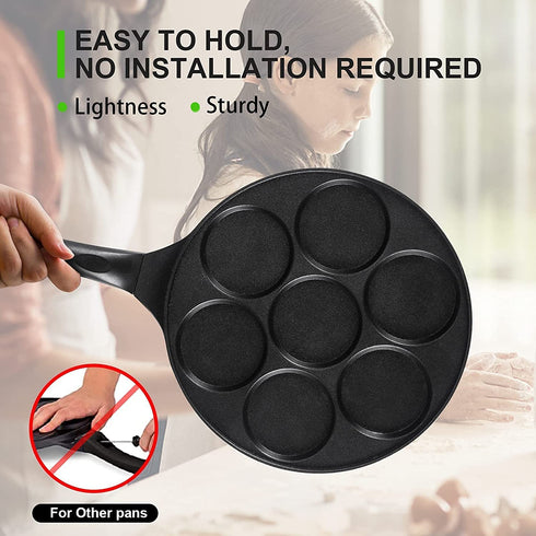 Nonstick Pancake Pan For Kids-pancake Griddle With 7-mold Design-KRETAELY Mini Pancake Maker With 100% PFOA Free Coating-black