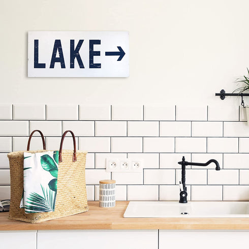 Barnyard Designs Lake Sign Rustic Wooden Primitive Country Lake House Home Decor Sign 17 x 8
