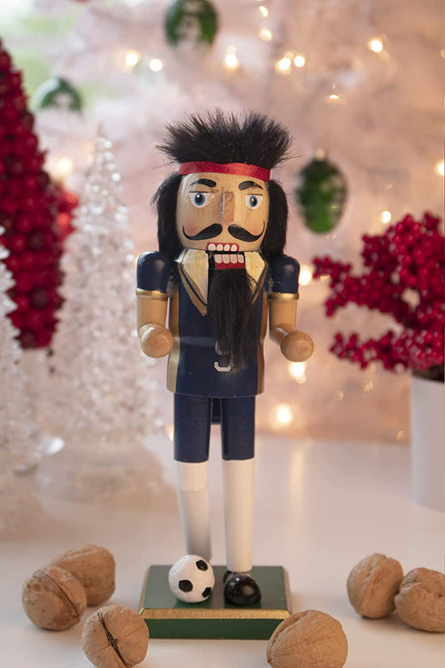 Clever Creations Soccer Player 10 Inch Traditional Wooden Nutcracker, Festive Christmas D©cor for Shelves and Tables
