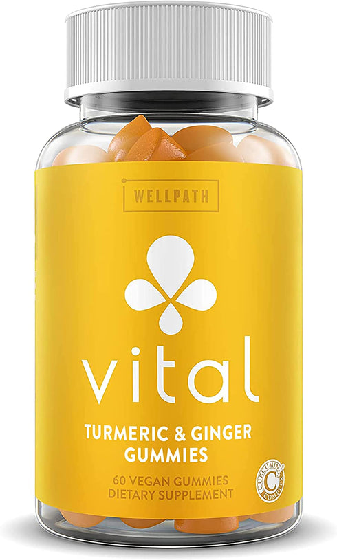 Vital Turmeric Gummies with Curcumin C3 Complex - First Gummy with Curcumin C3 - Made with Ginger for Joint and Inflammation Support - Tasty Alternative to Capsules, 60 Ct