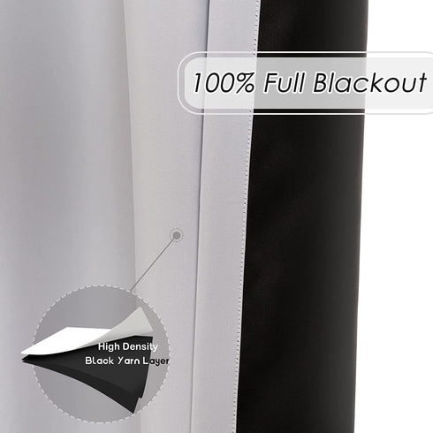 Melodieux Thermal Insulated Blackout Curtain Liner for 63 Inch Length Curtains, Off White/Black, 50 by 58 Inch, 1 Panel, Rings Included