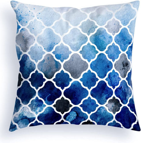 OA OATHENE Blue Throw Pillows Light Blue and Grey Boho Throw Pillows for Couch Bed Decorative Throw Pillow Covers 18x18 Abstract Art Painting Ombre Modern Geometric Accent Cushion Cover for Bedroom.