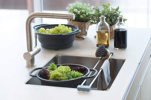 Sanni Shoo drip.line | Drip Tray/Rack, Practical, Multifunctional Kitchen Rack for Storing dishcloths and Brushes hygienically, drip Drying Bottles, extendable, Heat-Resistant (Ocean, Pure)