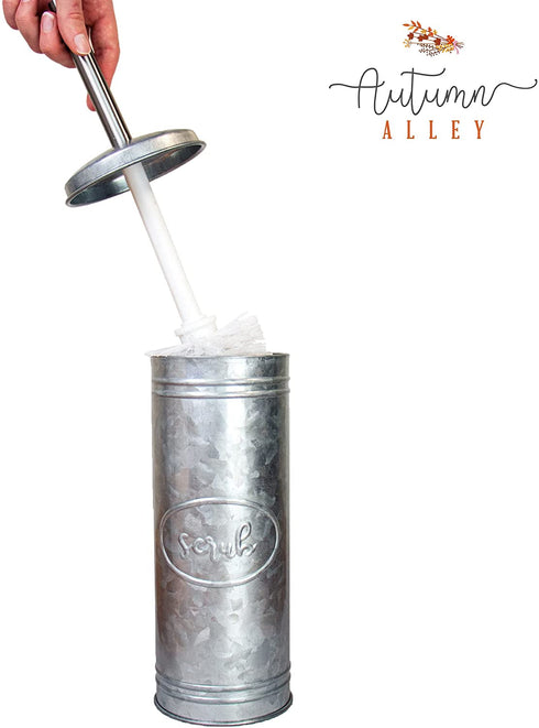 Autumn Alley Rustic Toilet Brush and Holder Set for Farmhouse Bathroom - Galvanized Toilet Bowl Brush with Holder Adds Farmhouse Style to Your Rustic Bathroom Decor- Galvanized Bathroom Accessories