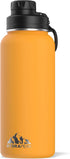 Hydrapeak 32 oz Insulated Water Bottle with Chug Lid - Reusable Leak Proof Stainless Steel Water Bottles, Double Wall Vacuum Insulation | 24 Hours Cold and 12 Hours Hot (Mango)
