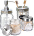 CERBIOR Mason Jar Bathroom Accessories Set 4Pcs,Lotion Soap Dispenser &2 Apothecary Jars &Toothbrush Holder,Bathroom Home Decor Craft. Nickel