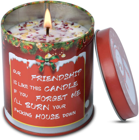 Scented Candles Funny Gifts Ideas for Women Best Friend Christmas/Birthday/Holiday Romantic Unique Gift,Portable Tin Jar Aromatherapy Soy Candles for Bath Yoga Home 8oz Rose
