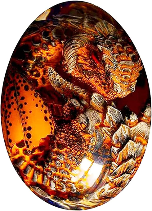 Lava Dragon Egg Fire Pocket Dragon, Luminous Dream Crystal Transparent Dragon Egg, Handmade Sculpture Fire Pocket Dragon Souvenir, Resin Sculpture Desktop Ornaments (red1)