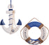 2 Pack 13" Nautical Beach Wooden Ship Anchor and 10 " Nautical Life Ring Wall Beach Decor , Nautical Theme Home Decoration (Dark Blue)