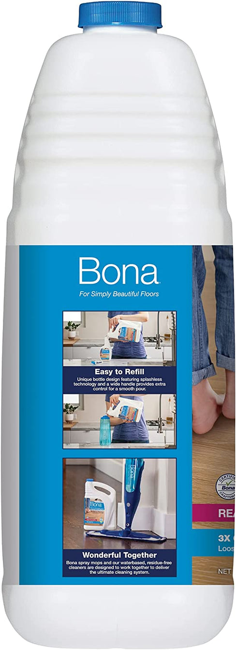 Bona PowerPlus Hardwood Floor Deep Cleaner Refill, Oxygenated Formula, 128 Fl Oz