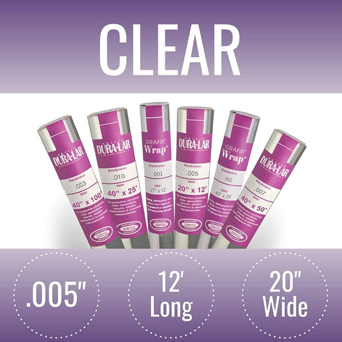 Grafix Clear 0.005 Dura-Lar Film Roll, 20-Inch by 12-Feet