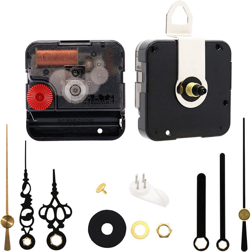 Youngtown 12888 Sweep Silent Clock Movement Mechanism with 2 Sets Small Hands 13.5mm (17/32 inch) Shaft Length 5.5mm (7/32 inch) Thread Length.