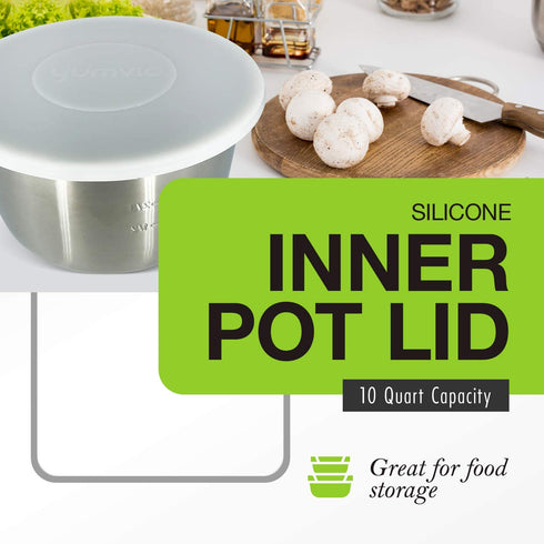 Yumvio Silicone Inner Pot Lid 10 Qt - Extra-Large Cover for 10 Quart Instant Pot Duo Nova - Airtight & Leak-Proof - Dishwasher-Friendly, Zero-BPA, Food-Grade - Essential Kitchen Accessory