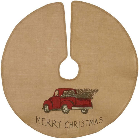 The Country House Christmas Red Truck Burlap Tree Skirt (36")