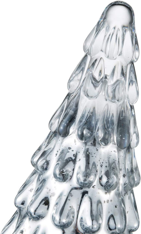 Diamond Star Mercury Glass Christmas Tree Christmas Decoration for Window Tabletop Mantel ( Silver with Embossed Texture, 12.5" Height X 5.5" Diameter )