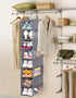 KIMBORA 8-Shelf Hanging Shoe Organizer with 8 Side Mesh Pockets Hanging Shoe Rack for Closet Shoe Holder, Grey