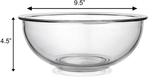 Bovado USA 4 Quart Glass Bowl for Storage, Mixing, Serving - Clear, Dishwasher, Freezer & Oven Safe Premium Quality Glass, Easy-Clean, 4 QT