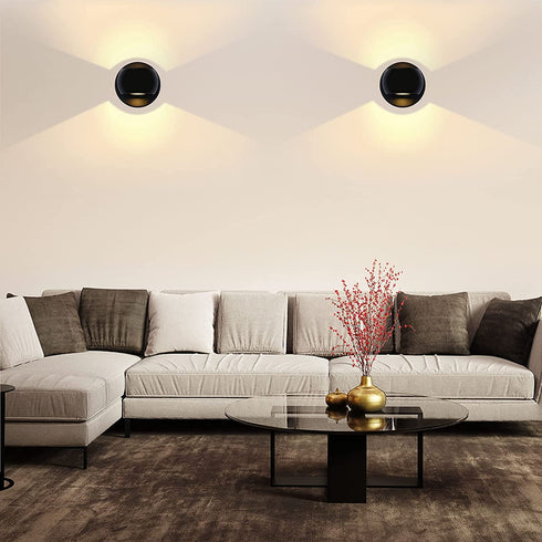 KINBEDY LED Wall Sconce 10W Modern Indoor Black 3000K Wall Light Up and Down Wall Lamp Adjustment Angle Light Fixtures Beside Bedroom Living Room