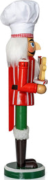 Ornativity Christmas Chef Nutcracker Figure Wooden Chef Hat Nutcracker with Gingerbread Man and House Holiday Decoration