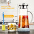 BOQO Glass Water Pitcher,50 Oz Carafe with Lid,Glass Water Jug with Particular Coaster and Brush,Glass Water Jar