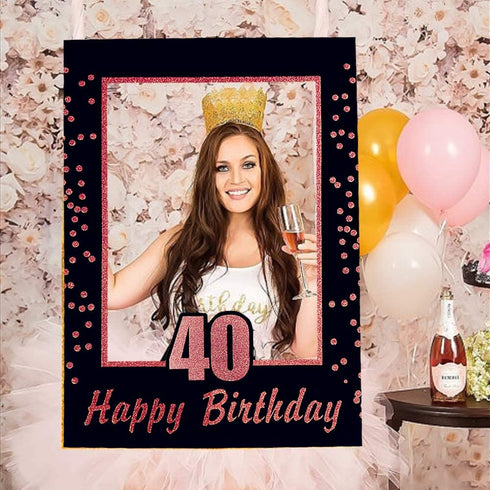 LaVenty Rose Gold 40th Birthday Party Photo Booth Props 40th Birthday Photo Frame Birthday Photo Frame