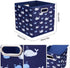 13 inch Collapsible Storage Cubes Bins Fabric Storage Boxes Blue Foldable Cube Inserts Storage White Whale Folding Cloth Storage Baskets Drawer Organizer ,QY-SC04-3