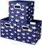 13 inch Collapsible Storage Cubes Bins Fabric Storage Boxes Blue Foldable Cube Inserts Storage White Whale Folding Cloth Storage Baskets Drawer Organizer ,QY-SC04-3