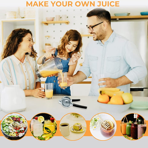KitchenEclipse Lemon Squeezer Premium Stainless Steel Citrus Juicer for Home Bar, Professional Use Hand Grip Manual Juicer with Non-Slip Silicone Handle Juice Squeezer for Limes, Lemons, Oranges