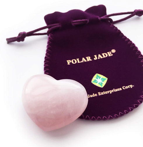 Polar Jade Heart Shaped Rose Quartz Puffy Heart Stone 45mm (1.8") for Chakra Energy Healing, Reiki, Meditation, Massage and Decoration