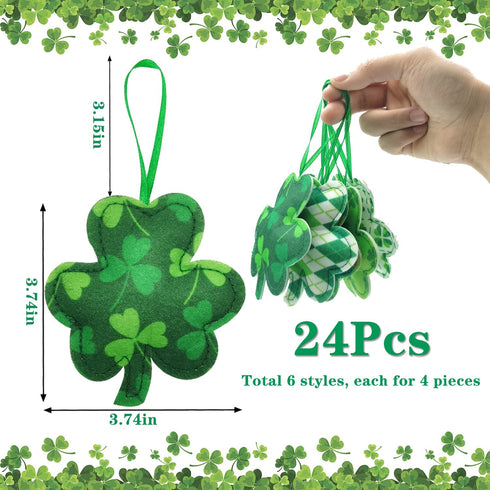 Ahzemepinyo 24 Pieces St. Patrick 's Day Shamrock Hanging Ornament Good Luck Clover Felt Ornament Shamrock Decoration for Tree Table Shelf Festival Party De