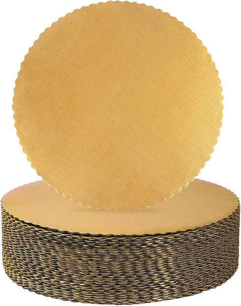 YunKo 12 Inch Gold Cake Boards Round Cake Stand Cardboard Cake Circles, 25 Pack