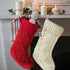 VIBILIA Christmas Stockings, 4 Pack Large Size Christmas Stocking 18 Inches Cable Knitted Stocking Gifts & Decorations for Family Holiday Xmas Party Decor, Ivory White and Burgundy