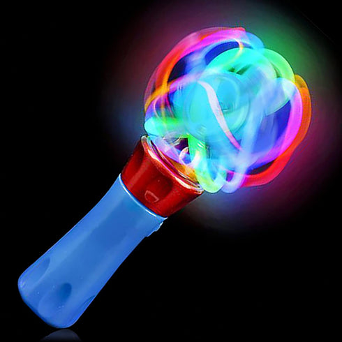 ArtCreativity Easter Gifts for Kids, Red & Blue Light Up Orbiter Spinning Wands, Sensory Toys for Toddlers, Set of 2, 7" LED Spin Toy, Autistic Children, Boys, Girls, Birthday, Classroom Prizes