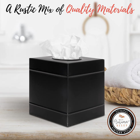 Autumn Alley Farmhouse Black Tissue Box Cover Industrial Chic Metal Tissue Box Holder Perfect Farmhouse Style Decor Corrosion and Rustproof Easy to Refill Versatile in Design