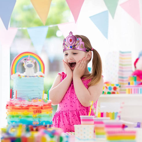 16 Pieces Foam Princess Tiaras and Crowns Making Your Own Tiaras with Crystal Diamond Sticker Princess King Crown for Kids
