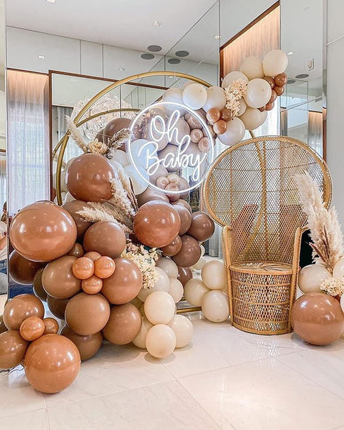 126PCS Boho Brown Dusty Rose Pink Nude Ivory White Baby Shower Balloons Balloon Garland Arch Kit, Teddy Bear Jungle Safari Baby Shower Birthday Party Decorations Supplies for Boy Girl